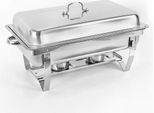 Scaldavivande - Chafing Dish - Capacità 9 L - Acciaio Inossidabile - Vaschetta Singola Con Coperchio - Bagnomaria - 24 Cm - Argento