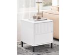 Comodino/Comò - FBT157-W - 2 Cassetti - Design Marocchino Moderno - Utilizzabile Anche Come Tavolino - Per Letto Boxspring - Bianco