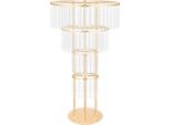 Portafiori Per Matrimoni - Supporto Rotondo - 4 Livelli - 50×90 Cm - Ferro E Acrilico Con Cristalli - Oro