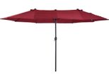 Ombrellone Da Giardino - Ombrellone Da Mercato - 455 × 270 Cm - Doppio Tetto - Manovella - Autoportante - Rosso