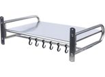 Scaffale Per Microonde - Supporto A Parete - Acciaio Inossidabile - Capacità Di Carico 30 Kg - 53×38×18 Cm - Argento