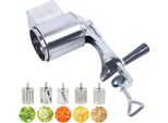 Grattugia Per Formaggio, Verdure E Noci - Rotazione Manuale - 5 Lame - Acciaio Inossidabile - 10×24 Cm - Altezza Lame 8 Cm - Argento