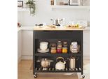 Isola Cucina E Carrello Da Cucina - FKW74-SCH - 2 Cassetti E Ripiani - 98×94×58 Cm - Nero