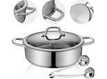 Shabu Hot Pot - Pentola Yin-Yang - Acciaio Inossidabile 304 - 32 Cm - Doppia Parete Divisoria - Brodo/Zuppa Separati