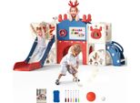 Set Da Gioco Per Bambini - Scivolo E Struttura Per Arrampicata 7 In 1 - Per Interni Ed Esterni - Scivolo Extra Lungo - Autoportante - - Età 3-6 Anni - Blu