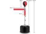 Punching Ball - Punching Ball Da Terra / Sacco Da Boxe - Regolabile In Altezza Da 120 A 190 Cm - Braccio Girevole A 360° Con Riflessi - Con Supporto - Dai 6 Anni In Su - Rosso