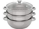 Vaporiera In Acciaio Inossidabile - Pentola A Pressione 28 Cm - 3 Livelli - Grande Capacità - Con Coperchio - Per Verdure, Alimenti, Zuppe