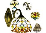 Applique In Stile Tiffany - Lampada Da Parete - Paralume In Vetro Colorato - Vintage Antico - Illuminazione Interna - Decorazione