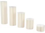 Portafiori Decorazione Da Tavola - Set Con 5 Vasi A Colonna - Altezza 20/40/60/80/100 Cm - Piastra In Acrilico Ø30 Cm, 2 Mm - Cartone + Acrilico - Per Feste Di Compleanno - Bianco