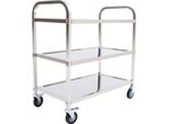 Carrello Di Servizio - Carrello Da Cucina In Acciaio Inox - 3 Ripiani - 85×45×90 Cm - 4 Ruote Piroettanti - Da Montare - Argento