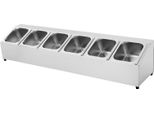 Portaspezie - Contenitore Per Spezie - 6 Scomparti - Inserti Rimovibili - 104 X 22,5 X 22 Cm - Acciaio Inossidabile - Con Coperchio - Argento