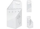Portaombrelli - Portaombrelli - 2 Scomparti - Motivo Traforato - Con Maniglia - 4 Ganci - Ferro - 20 X 49 X 20 Cm - Bianco