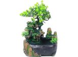 Fontana Da Tavolo - Cascata Da Interno - Illuminazione A Led - Acqua Corrente - Nebulizzatore - Ruota Feng Shui - Resina - Dimensioni 4XL - Verde
