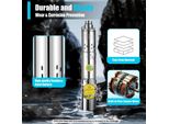 Pompa Solare Per Acqua - Pompa Sommersa Per Pozzi Profondi - 24 V - 370 W - Prevalenza 65 M - Acciaio Inossidabile