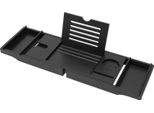 Ripiano Per Vasca Da Bagno In Bambù - Caddy/Vassoio Per Vasca Da Bagno - Regolabile Da 75 A 111 Cm - Estraibile - Indipendente - Nessun Montaggio - Nero