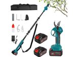 Cesoie Elettriche Per Rami - 2 In 1 Con Asta Telescopica - 400 W - Motore Brushless - Senza Fili - Spessore Di Taglio 45 Mm - Asta 10,9/15/19 Cm - Blu