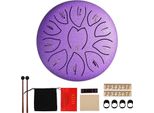 Tamburo A Lingua In Acciaio Tank Drum - Mini Handpan - 15 Cm - 11 Note - Con Bacchette - Grigio