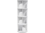 Libreria Girevole - Libreria Indipendente E Girevole - 4 Ripiani, 16 Scomparti - Girevole A 360° - Capacità Di Carico 60 Kg - 40×115,5 Cm - Bianco