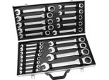 Set Di Chiavi A Cricchetto - Chiavi Combinate Articolate - Dimensioni 6-32 Mm - Set Da 22 Pezzi - Acciaio Al Cromo-Vanadio - Argento