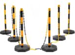 Coni Stradali - Set Di 6 Pali Di Delimitazione - Base Riempibile - Catena 16,8 Cm - Regolabile - Per Parcheggi E Cantieri - Giallo