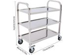 Carrello Di Servizio - Carrello Da Cucina/Carrello Portatazze - Acciaio Inox - 3 Ripiani - 4 Rotelle - Per Cucina E Catering