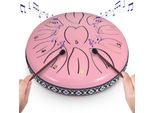 Tamburo A Lingua In Acciaio - Handpan - 15 Cm - 11 Note - Do Maggiore - Con Borsa Per Il Trasporto E Libro Di Spartiti - Argento