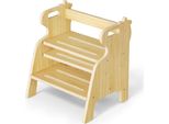 Sgabello Per Bambini In Legno - Sgabello A Gradini - Regolabile In Altezza - 2 Gradini - Portata 50 Kg - Bagno E Cucina - Addestramento Al Vasino - Beige
