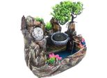 Fontana Da Tavolo Per Interni - Decorazione A Cascata - Con Illuminazione 220V Spina Ue - Resina - 30×18×26 Cm - Circa 2700 G - Stile Moderno - Marrone