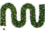 Ghirlanda Natalizia A Led - 10 M - 200 Led - Pigne E Bacche - Per Scale, Alberi Di Natale E Caminetti - Uso Interno - Verde