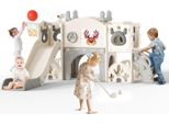 Scivolo Per Bambini 7 In 1 - Set Scivolo E Struttura Per Arrampicata - Interno/Esterno - Autoportante - Per Neonati E Bambini Piccoli - Parco Giochi Da Giardino - Grigio