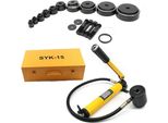 Punzonatrice Idraulica Per Lamiera - SYK-15 - Forza Di Pressione 15 T - Punzonatura 16-101 Mm - Per Lamiera D'acciaio - Set - Giallo