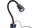 Lampada Led Per Macchine 5W - Lampada Da Lavoro Per Tornio - Base Magnetica - Collo D'oca Flessibile - 110–220V - 6500K - 500–600 Lm - IP50 - Nero