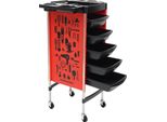 Carrello Da Parrucchiere - Carrello Da Salone - 5 Cassetti Estraibili - 4 Rotelle - Mobile - Plastica - Rosso