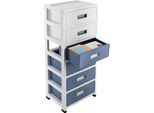 Organizer Da Scrivania - Cassettiera - 6 Cassetti - Plastica Pp - Rettangolare - Modello Da Tavolo - Blu