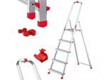 Edilizia | Scala Domestica In Alluminio - 5 Gradini - Carico Massimo 125 Kg - Pieghevole - Set Ganci E Fermi In Omaggio