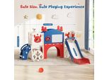 Set Da Gioco Per Bambini - Scivolo Con Struttura Per Arrampicata - 7 In 1 - Interno Ed Esterno - Scivolo Extra Lungo - Autoportante - Per Bambini Dai 3 Ai 6 Anni - Rosso