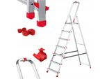 Edilizia | Scala In Alluminio - 7 Gradini - Carico Massimo 125 Kg - Pieghevole - Gancio E Set Di Fermi Inclusi