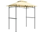 Gazebo Da Giardino Fortuna Lai Con Led 240 X 150 X 258 Cm Idrorepellente Ignifugo Gazebo Da Giardino Con Tetto A Doppio Strato, Ripiani Laterali, Pergolato Con Protezione Uv, Gazebo Per Barbecue Per Feste Bbq Beige