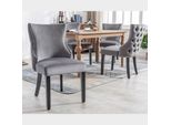 Fortuna Lai Sedia A 4 Gambe, Sedia Grigia In Velluto Per Sala Da Pranzo, Con Trapuntatura A Bottoni, Struttura In Legno Massello, Grigio (Set Da 4)