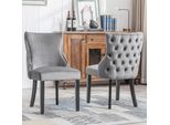 Fortuna Lai Sedia A 4 Gambe, Sedia Grigia In Velluto Sedia Da Pranzo, Con Trapuntatura A Bottoni, Struttura In Legno Massello, Grigia (Set, 2 Pezzi)