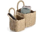 Aufbewahrungskorb Zeller Present, Beige, B:15Cm H:15Cm T:15Cm, Papiergeflecht, Aufbewahrungsboxen, Mit HäNgefunktion