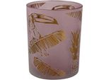 Windlicht AM Design "Nature", Rosa (Rose, Goldfarben), H:12,5Cm Ø:10Cm, Glas, Kerzenhalter, Windlicht, Mit Motiv, Aus Glas