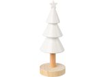 Dekobaum Creativ Deco "Weihnachtsdeko", Weiß, H:25Cm Ø:9Cm, Keramik, Dekofiguren, Aus Keramik Und Holz