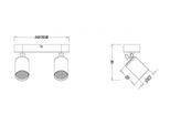 Faretto Da Soffitto Pago In Metallo Bianco - 2 Spot, Girevole E Orientabile Larghezza 24 Cm