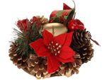 Portacandele Realizzato Con Pigne, Decorazione Natalizia, 15 Cm