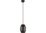 Lampada A Sospensione In Metallo Nero Con Finitura In Legno Bidar 1Xe27 28W Rl