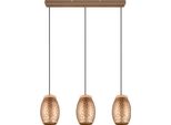 Lampada A Sospensione Tripla In Metallo Marrone Con Finitura In Legno Bidar 3Xe27 28W Rl
