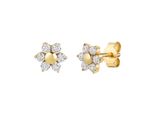 Paar Ohrstecker Firetti "Schmuck Geschenk Gold 333 Ohrschmuck Ohrringe Blume", Gelbgoldfarben, Kristallweiß, Kristallweiß, Ohrringe, Damen, 7Mm, Gelbgold 333, Mit Zirkonia (Synth.)