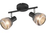 Lampada Da Parete E Soffitto Retrò Nera Con 2 Paralumi In Vetro Mobili Per Ingresso E Bagno 2Xe14 10W Tarifa Trio