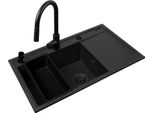 Set Pyramis - Lavello Camea 79X50 1B 1D L + Miscelatore Idea Black Edition